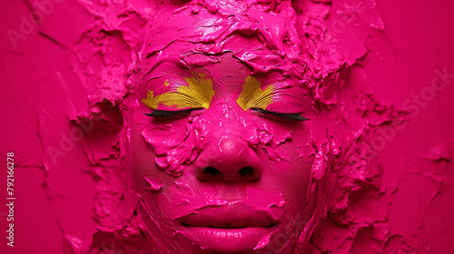 eyes of the person with pink paint 