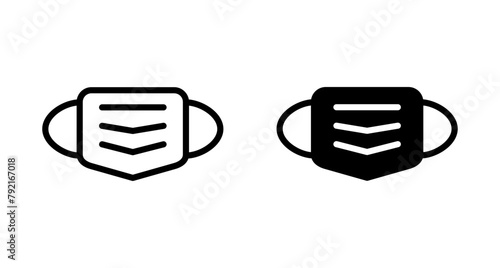 Mask icon vector isolated on white background. Man face with mask icon. Safety breathing masks. Industrial safety N95 mask. Medical mask vector icon.