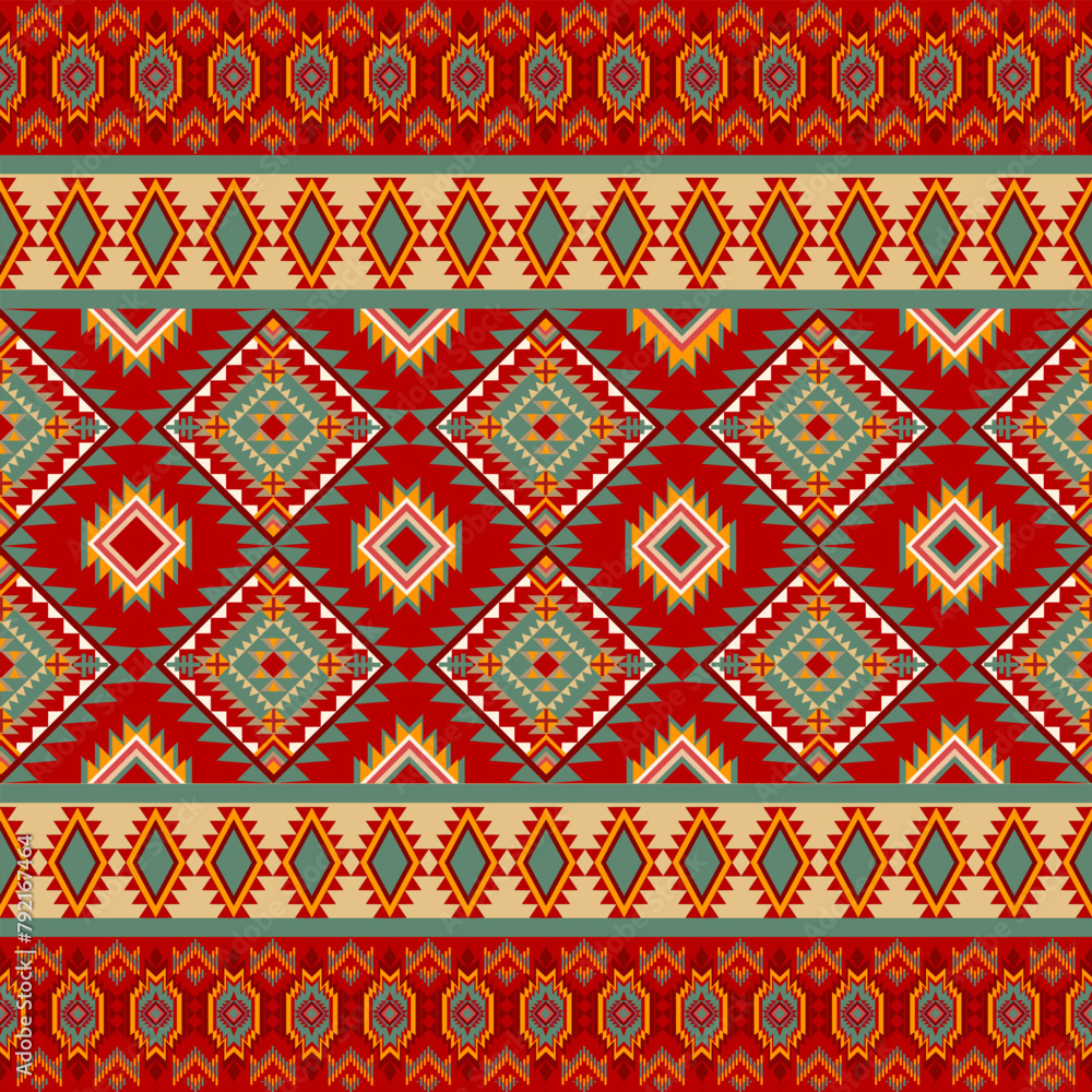Set of red geometric ethnic oriental traditional seamless pattern design for background, carpet, wallpaper, clothing, wrap, batik, fabric, embroidery style vector illustration. Set of red geometric ethnic oriental traditional seamless pattern design for background, carpet, wallpaper, clothing, wrap, batik, fabric, embroidery style vector illustration.