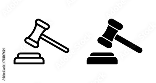 Gavel icon vector isolated on white background. Hammer icon vector. Judge Gavel Auction Icon Vector. Bid