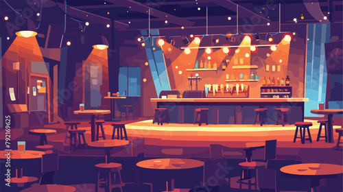Restaurant interior vector illustration. Cartoon fl