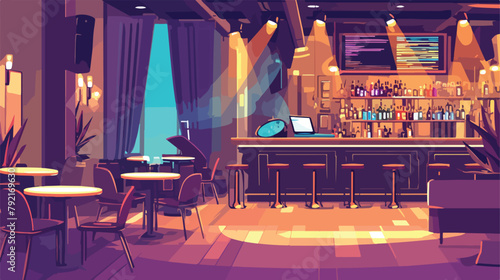 Restaurant interior vector illustration. Cartoon fl © zoni