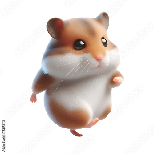 standing hamster 3D CUTE high quality and isolated on a white background © abdel moumen rahal