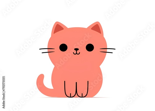 Cute cartoon cat isolated on white background. Vector illustration in flat style. photo