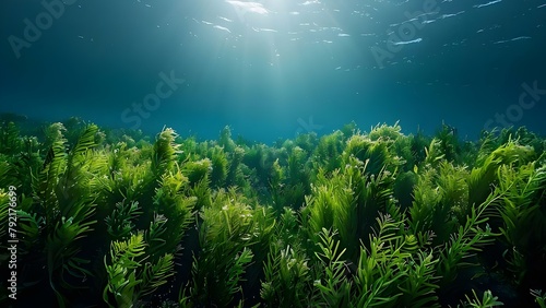 Kelp forests and seagrass meadows play a vital role as carbon sinks, capturing CO. Concept 2 emissions from the atmosphere and storing it in their biomass © Ян Заболотний
