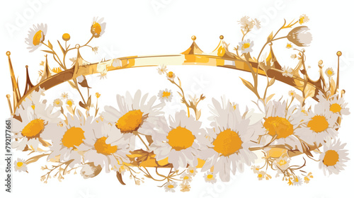 Royal Crowns With Daisiy Flowers Clipart 2d flat ca #792177661