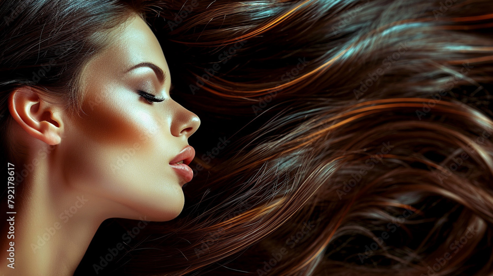 portrait of a woman with long hair portrait of a woman with long hair