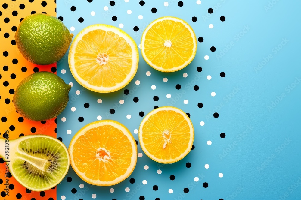 Sliced ​​citrus fruits. Limes and oranges are healthy foods for a healthy diet.