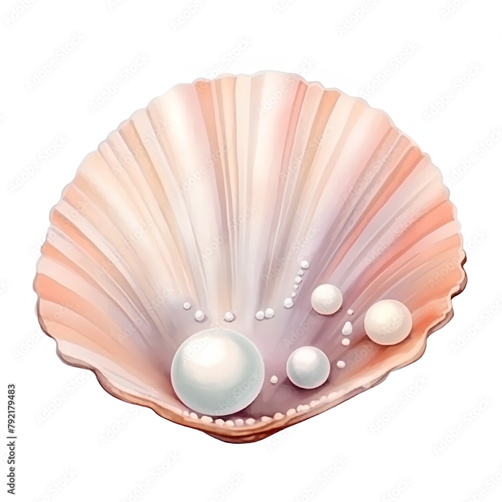 Seashell with pearl isolated on white background. Vector illustration. Seashell with pearl isolated on white background. Vector illustration.