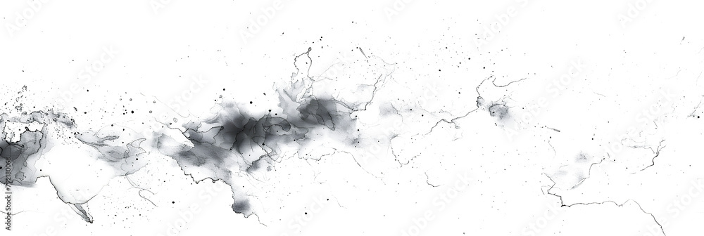 Black and white marble watercolor effect on transparent background.