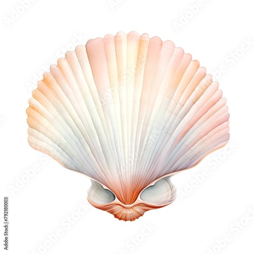 Sea shell isolated on white background. Clipping path included. 3D illustration.