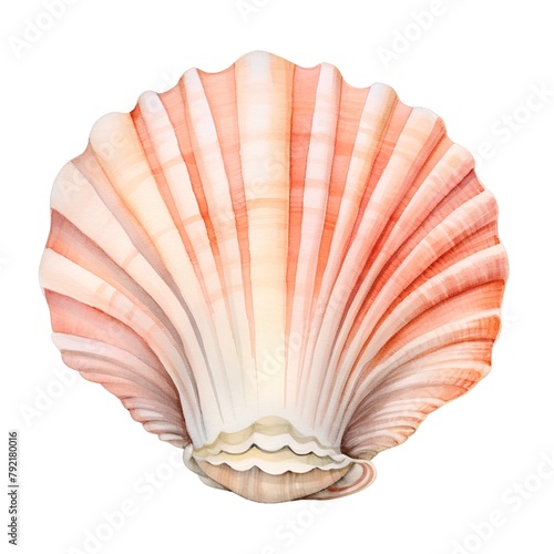 Scallop shell isolated on white background. Clipping path included.