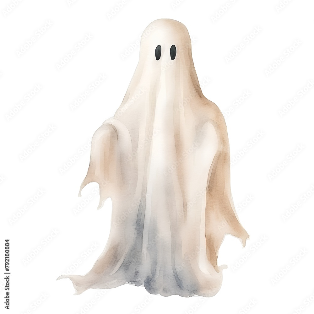 Watercolor ghost isolated on white background. Hand-drawn illustration. Watercolor ghost isolated on white background. Hand-drawn illustration.