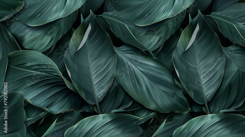 Elegant Green Hosta Leaves in a Dense Arrangement