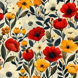 Detailed and Vibrant Botanical Art: Lush Floral Composition