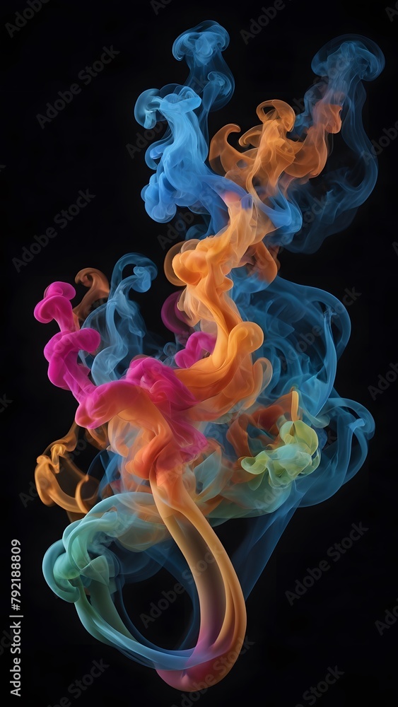 Fototapeta premium Multicolored liquid, melting abstract style, isolated plain background.