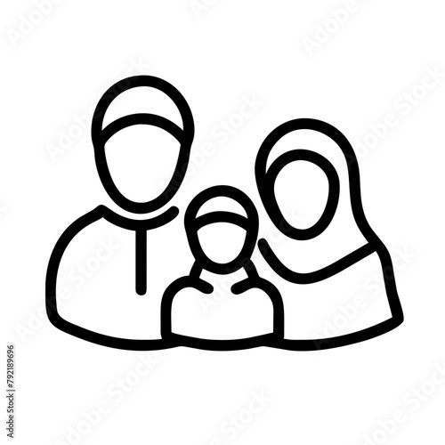 islamic outline icon, muslim family