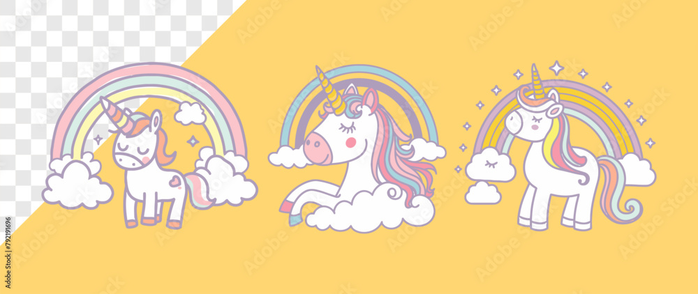 Unicorns with Rainbows and Clouds Unicorns with Rainbows and Clouds