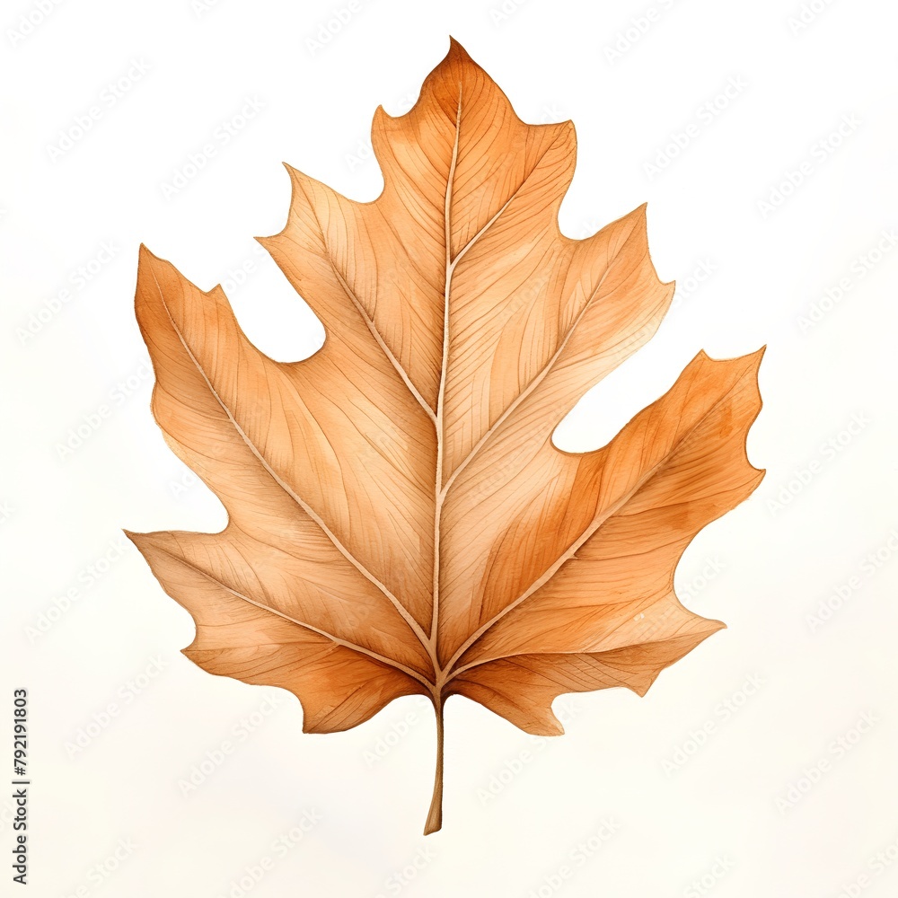 Autumn oak leaf isolated on white background. 3D illustration. Autumn oak leaf isolated on white background. 3D illustration.
