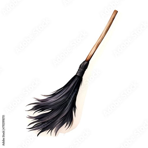 Witch broom isolated on white background. Realistic vector illustration.