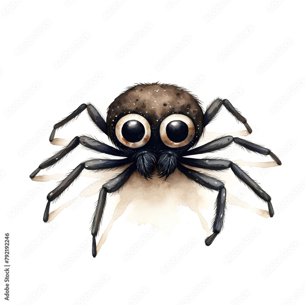 Watercolor spider isolated on white background. Hand-drawn illustration. Watercolor spider isolated on white background. Hand-drawn illustration.