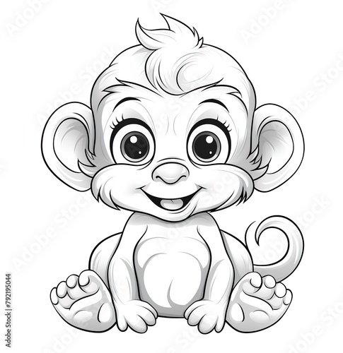 Cute monkey cartoon. Vector illustration isolated on a white background.