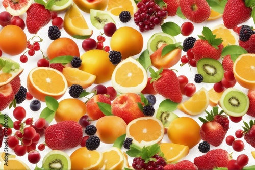  sweet ripe fruits berries white background assortment berry blueberry bright citrous colours cut delicious dessert different eat exotic flat food fresh fruit grapefruit healthy isolated kiwi lay 