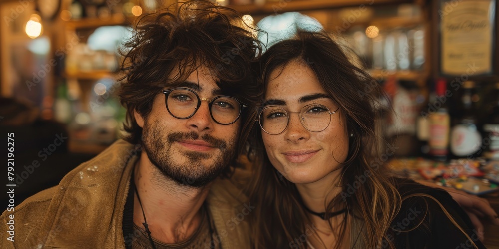 Fototapeta premium Man and Woman Posing Together