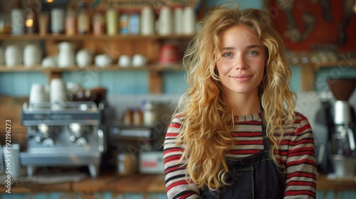Wallpaper Mural Woman Standing at Coffee Shop Counter Torontodigital.ca