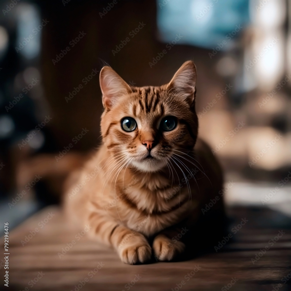 Gentle Gaze: Amber-Eyed Tabby Cat