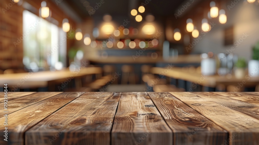 Wooden Table Top in Restaurant Wooden Table Top in Restaurant