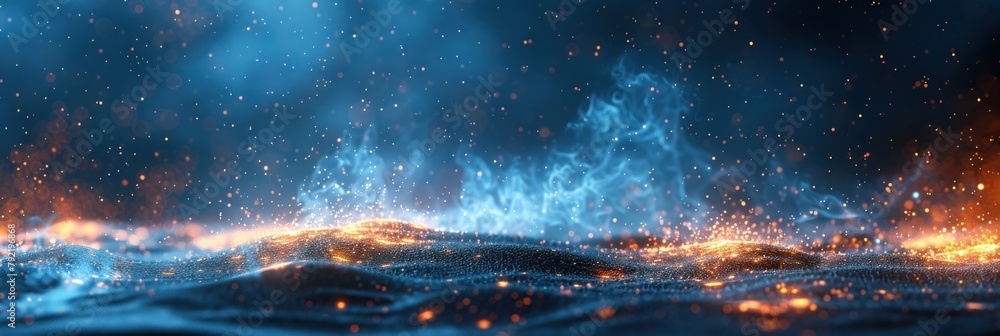 Blue and Yellow Fire and Water Scene