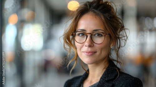Woman in Glasses at Building