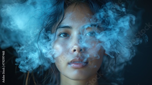 Woman Emitting Smoke From Face