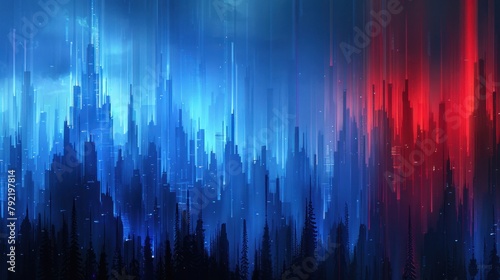 Red and Blue Background With Numerous Lines
