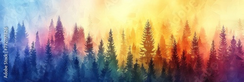 Rainbow Forest Painting With Trees