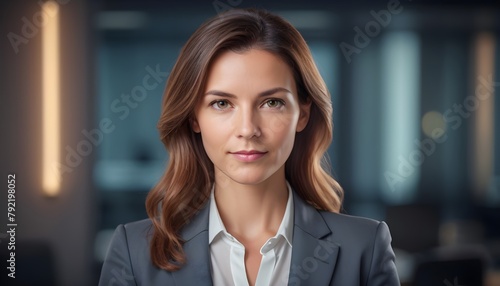businesswoman, wearing suit working in office 
