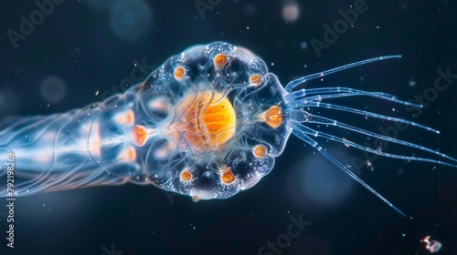 An unexpected image of a rotifer with a microscopic showcasing the darker side of this seemingly peaceful microcosm and the constant