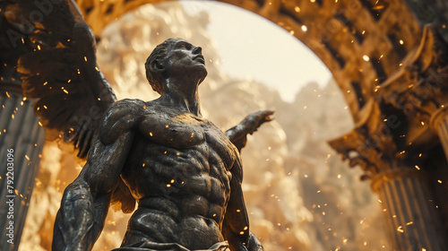 Stoic masculine muscular man, 4k HD, ethereal yet realistic, dark academia and muscular man maskuline