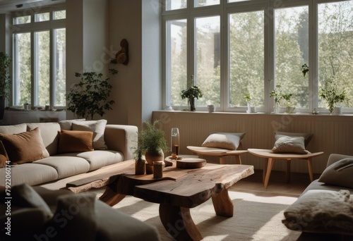 table chairs modern sofa design living beige live room edge interior Rustic Scandinavian