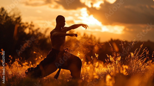 Kung fu in sun dawn photo
