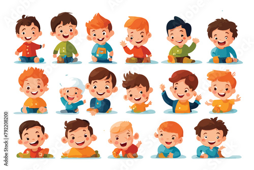illustration of the characteristic expression of a happy little child