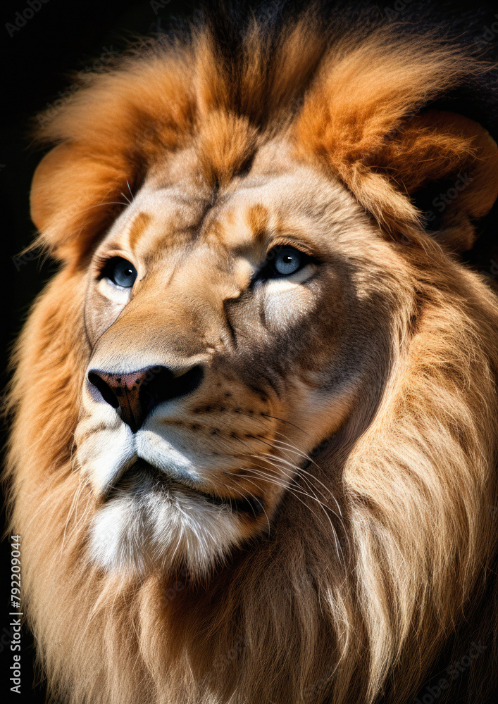 Fototapeta premium Majestic feline lion created by AI