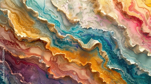 Unveils a harmonious dance of vivid colors on a textured marble