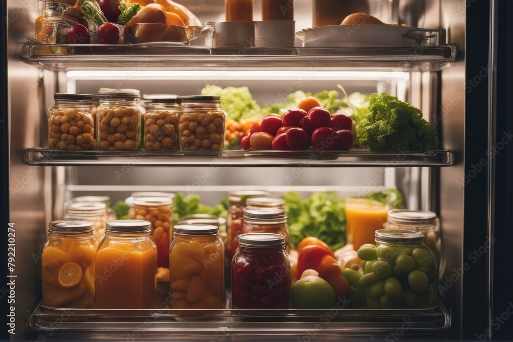 'glass boxes cans fresh food refrigerator storage concept decanting container vegetable product cold pepper glasses green healthy ingredient kitchen nourishment salad diet jar packed preservation'