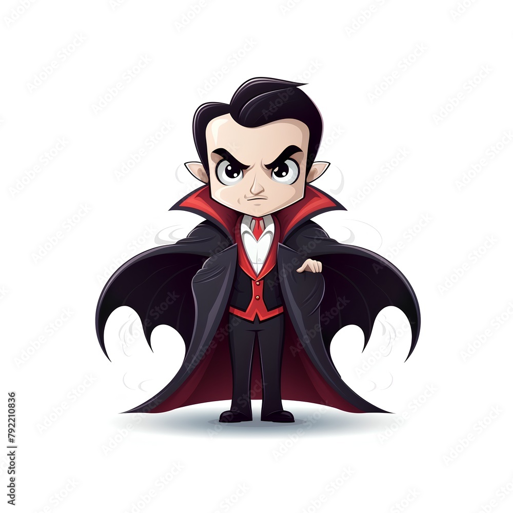 Cartoon vampire isolated on white background. Vector illustration of a vampire. Cartoon vampire isolated on white background. Vector illustration of a vampire.