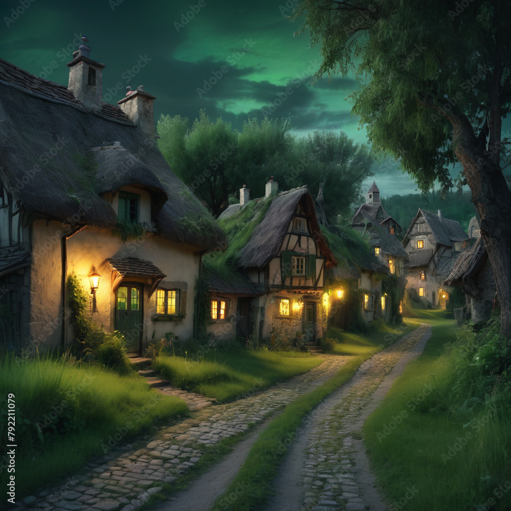 old village at night old village at night