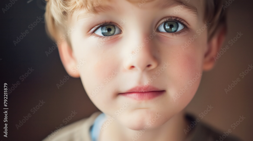 A close-up portrait of a smiling child with bright eyes A close-up portrait of a smiling child with bright eyes