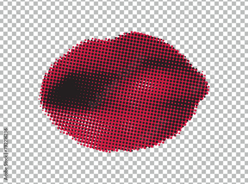 halftone magazine style illustration, human mouth showing tongue, lips - isolated design element photo
