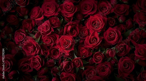 Red Roses On Valentine's Day Bouquet Background Wall (Generative AI)